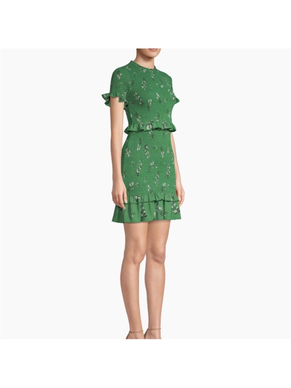 Likely Green Floral Mini Dress with Ruffle Trim - Picture 2 of 5